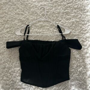 Black Off-Shoulder Corset Crop Top